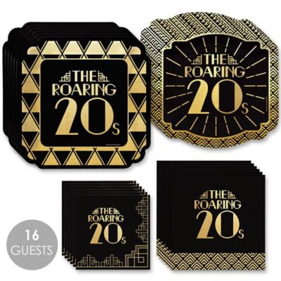 16 Count 1920s Art Deco Jazz Party Dessert Plates Big Dot of Happiness Roaring 20s with Gold Foil 2020 Graduation and Prom Party Supplies 16 Count 1920s Art Deco Jazz Party Dessert Plates Big Dot of Happiness Roaring 20s with Gold Foil 2020 Graduation and Prom Party Supplies